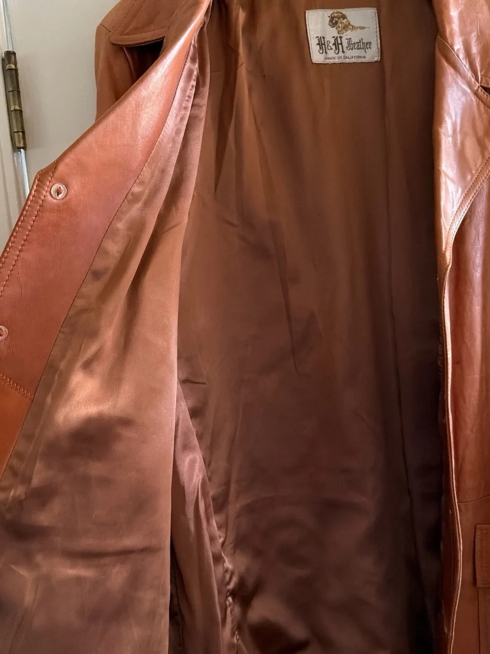 Men's Chestnut Leather Button Jacket